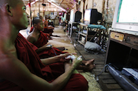 Playstation monks - Yangon (Burma)