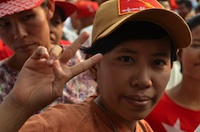 NLD supporter at celebration rally