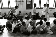 Boys start preparing for the midday prayer at an orphanage in Banda Aceh Indonesia