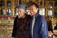 The King Bhista and his son inside their palace in Lo Manthang, Upper Mustang